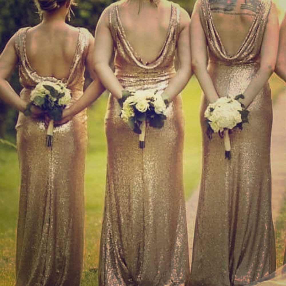 Rose gold sequin bridesmaid dress